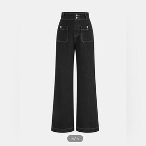 Commense high waited double button straight leg denim